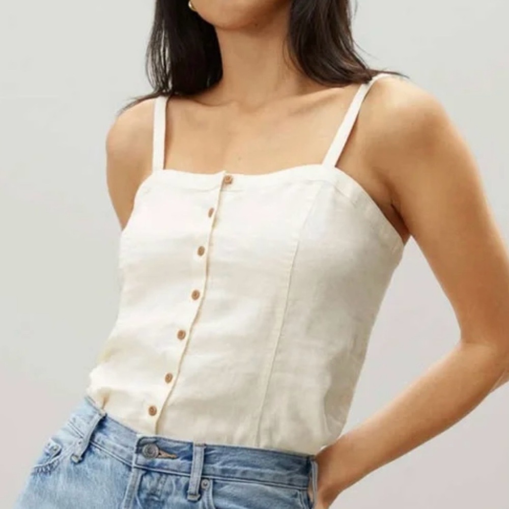 NWT Everlane Cream Picnic Button Spaghetti Strap Top